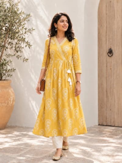 Yellow floral kurti